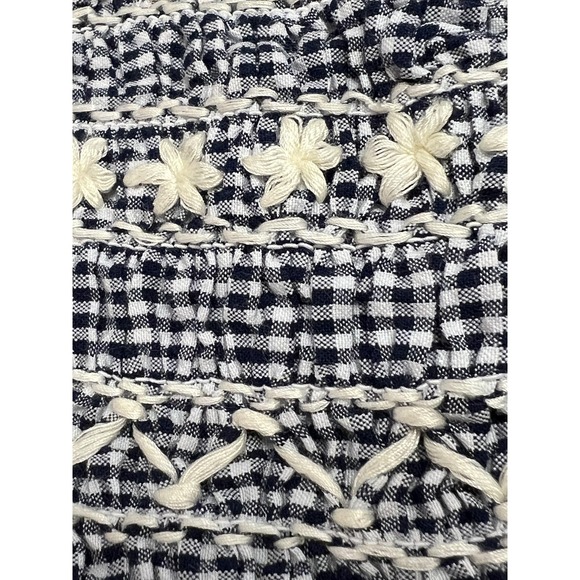 Tach Clothing Dress Womens XS Blue White Gingham Embroidered Cotton Maxi Ruffle - Picture 4 of 14